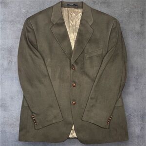CHAPS Ralph Lauren 46R Blazer Taupe Microfiber Canada Union Made Classic Fit
